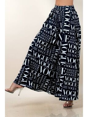Vogue Black Print Palazzo Pants